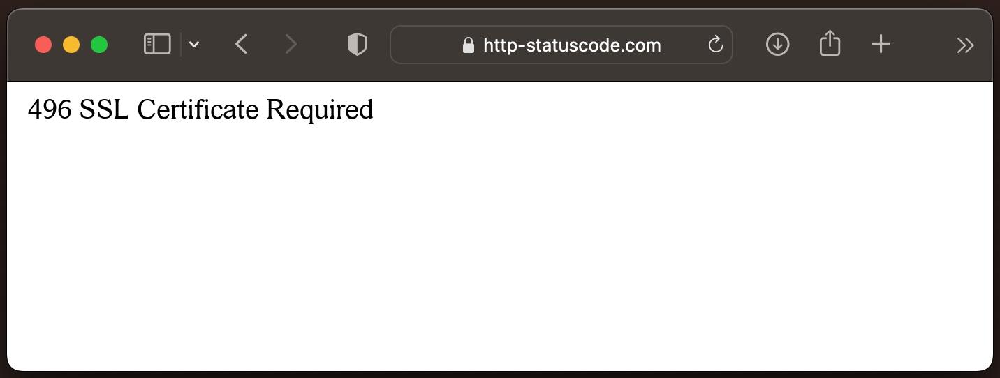 Status code 496 SSL Certificate Required