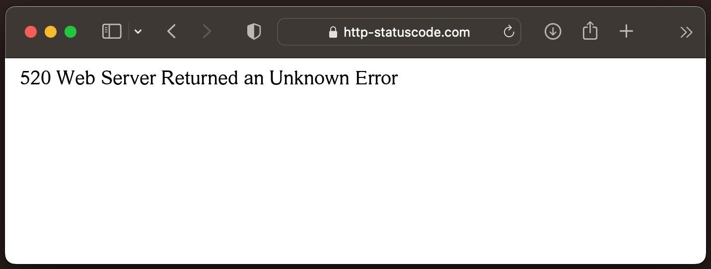 Status code 520 Web Server Returned an Unknown Error