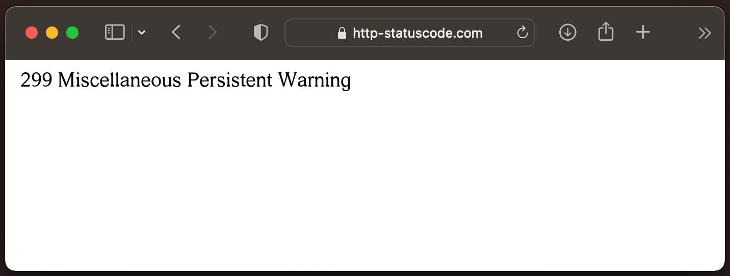 Statuskode 299 Miscellaneous Persistent Warning