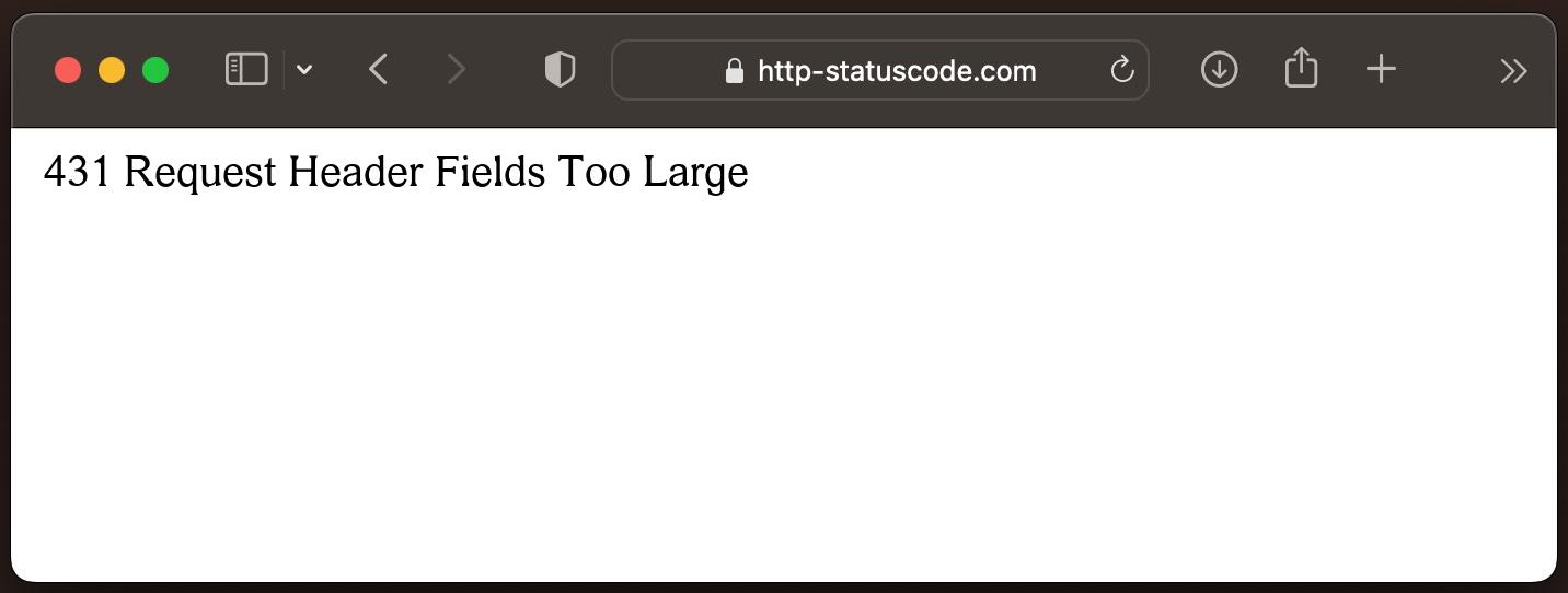 Statuscode 431 Request Header Fields Too Large