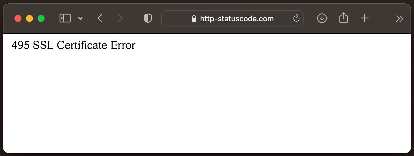 Код на състоянието 495 SSL Certificate Error