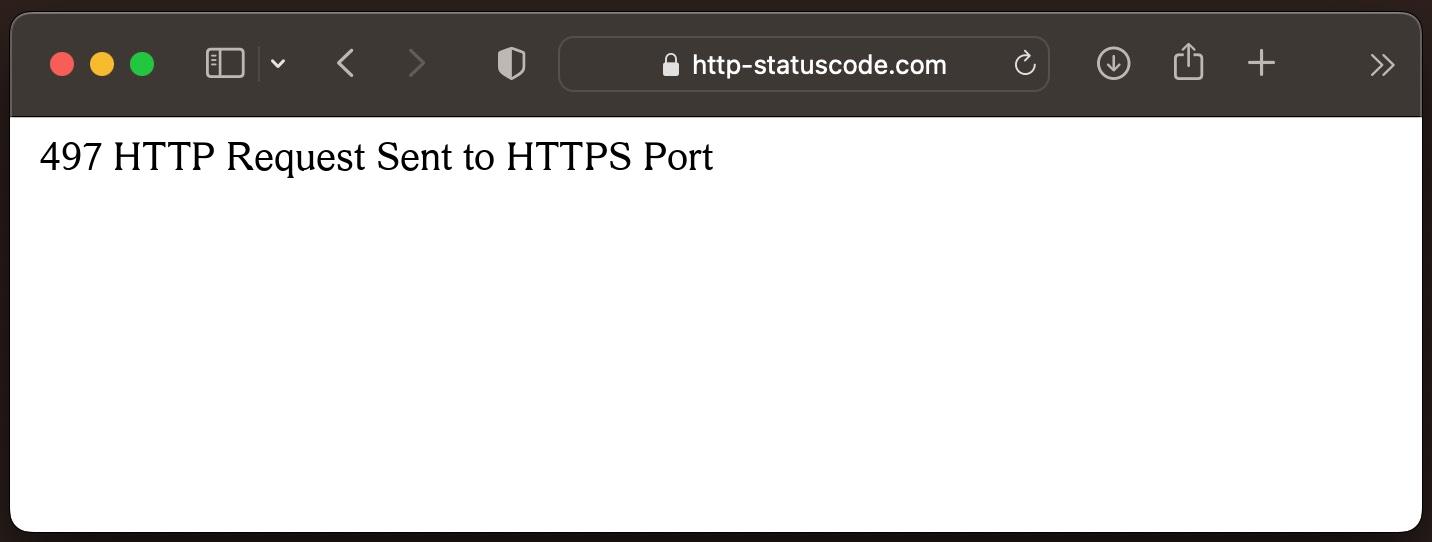 Код на състоянието 497 HTTP Request Sent to HTTPS Port