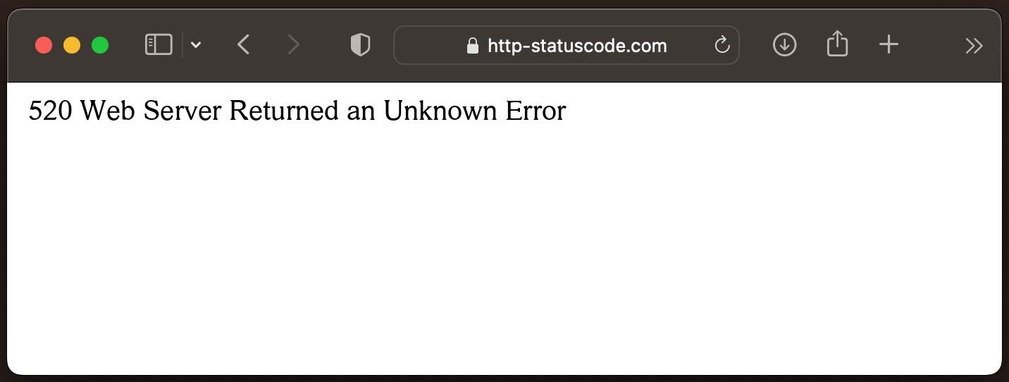 Код на състоянието 520 Web Server Returned an Unknown Error
