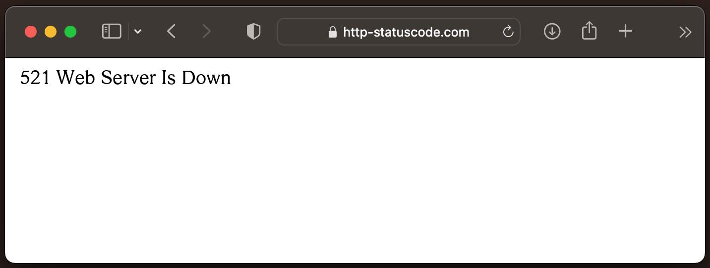 Код на състоянието 521 Web Server Is Down
