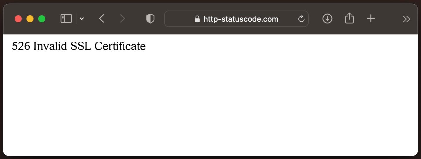 Код на състоянието 526 Invalid SSL Certificate